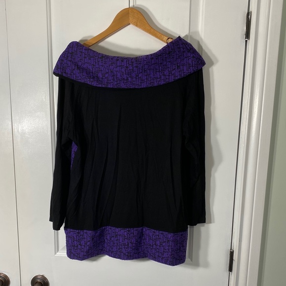 Black and Purple Cowl Neck Sweater - Picture 4 of 5